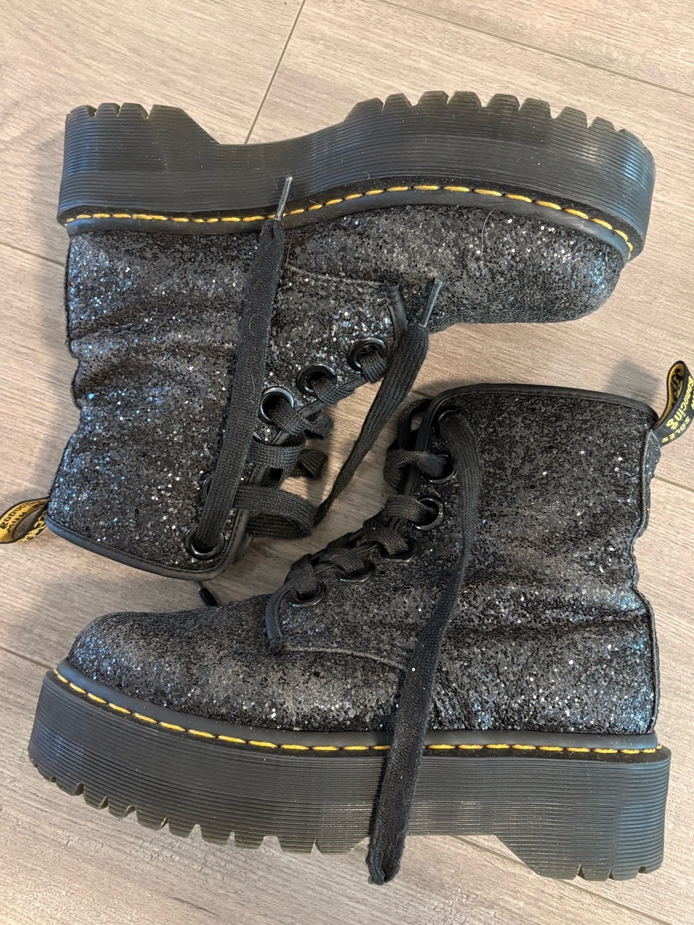 Doc Marten Glitter Platform Boots - Black SIZE 7